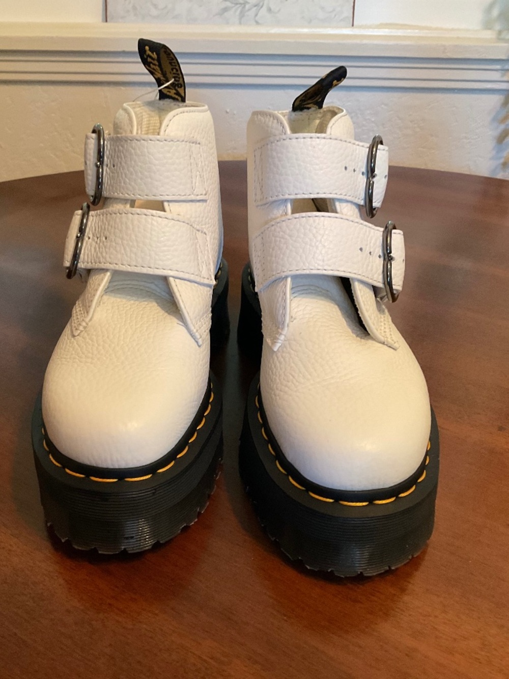 DR. Marten Deven white Napa Leather with heart shaped buckles, rare design